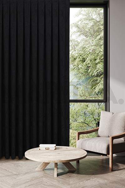 Nevada Serisi Jakarlı Dal Desen Siyah Fon Perde