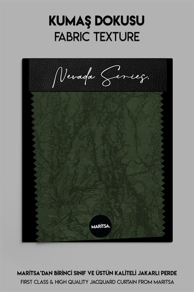 Nevada Serisi Jakarlı Dal Desen Yeşil Fon Perde