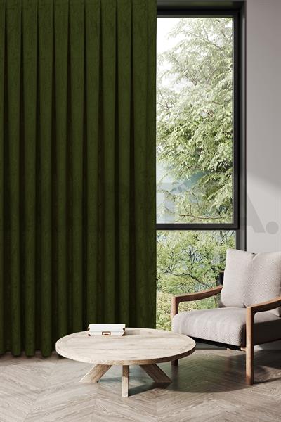 Nevada Serisi Jakarlı Dal Desen Yeşil Fon Perde