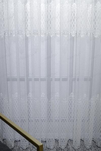 Nova Serisi Mahur Desen Keten Efektli Zemine Nakışlı Ekru Tül Perde Tül Perde