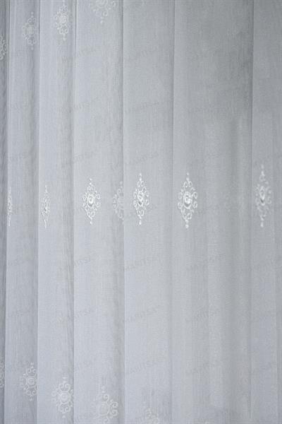 Nova Serisi Nesrin Desen Keten Efektli Zemine Nakışlı Ekru Tül Perde Tül Perde