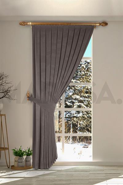 Nubuk Serisi Gri Fon Perde