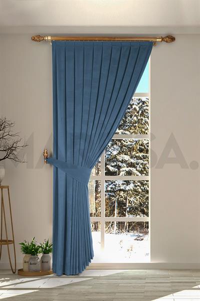 Nubuk Serisi İndigo Fon Perde