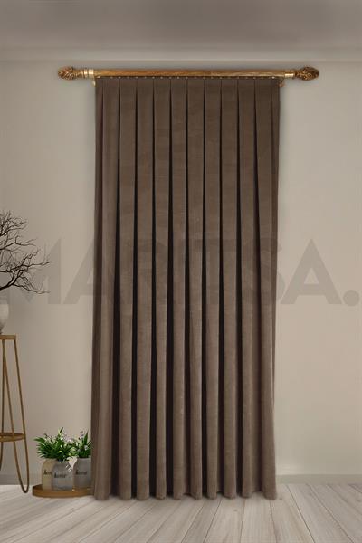 Nubuk Serisi Kahve Fon Perde