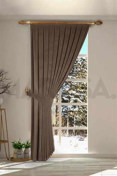 Nubuk Serisi Kahve Fon Perde