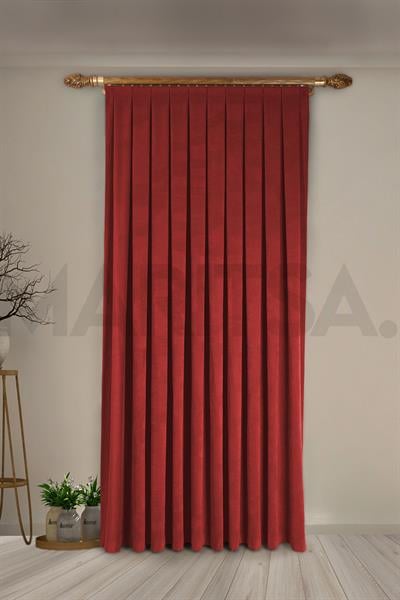 Nubuk Serisi Kırmızı Fon Perde