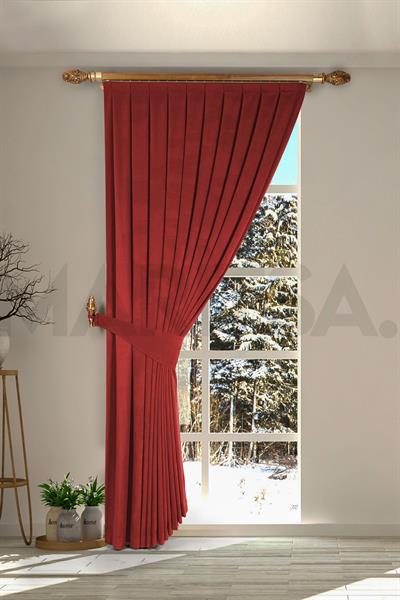 Nubuk Serisi Kırmızı Fon Perde