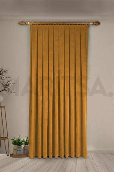 Nubuk Serisi Koyu Sarı Fon Perde