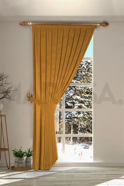 Nubuk Serisi Koyu Sarı Fon Perde