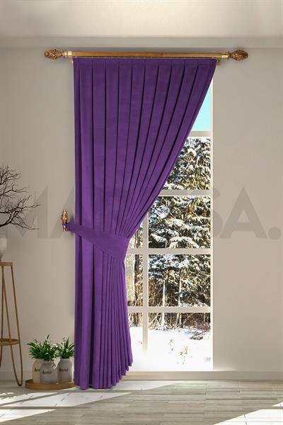 Nubuk Serisi Mor Fon Perde