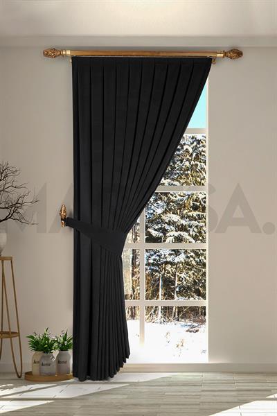 Nubuk Serisi Siyah Fon Perde