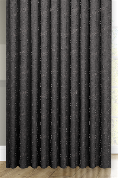 Soft Keten Serisi Helia Desen Koyu Gri Fon Perde