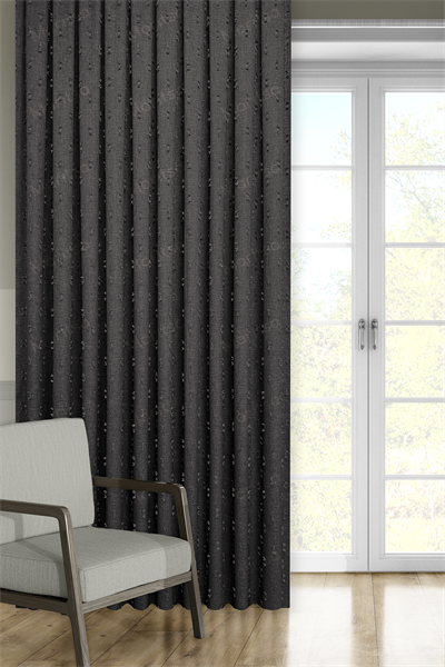 Soft Keten Serisi Helia Desen Koyu Gri Fon Perde