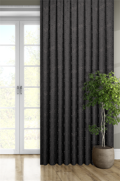 Soft Keten Serisi Helia Desen Koyu Gri Fon Perde