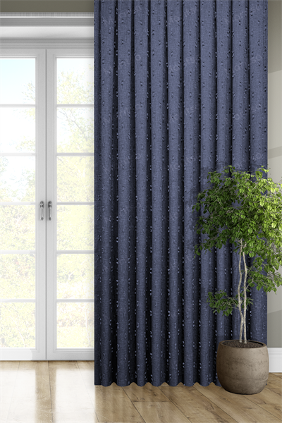 Soft Keten Serisi Helia Desen Lacivert Fon Perde