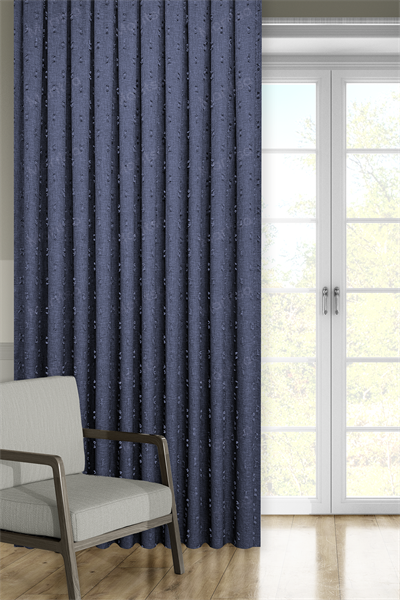 Soft Keten Serisi Helia Desen Lacivert Fon Perde