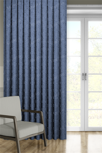 Soft Keten Serisi Helia Desen Mavi Fon Perde