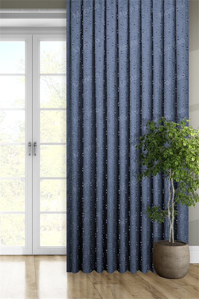 Soft Keten Serisi Helia Desen Mavi Fon Perde