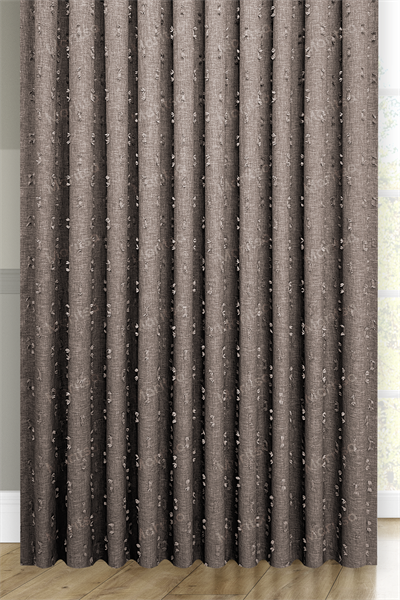 Soft Keten Serisi Helia Desen Sütlü Kahve Fon Perde