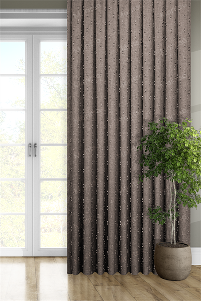 Soft Keten Serisi Helia Desen Sütlü Kahve Fon Perde