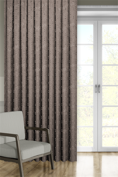 Soft Keten Serisi Helia Desen Sütlü Kahve Fon Perde