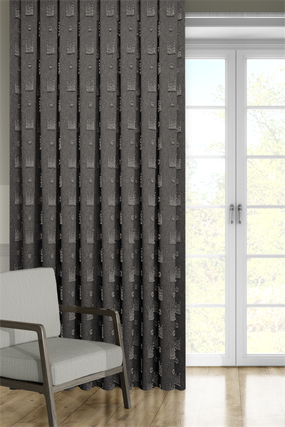 Soft Keten Serisi Helora Desen Antrasit Fon Perde