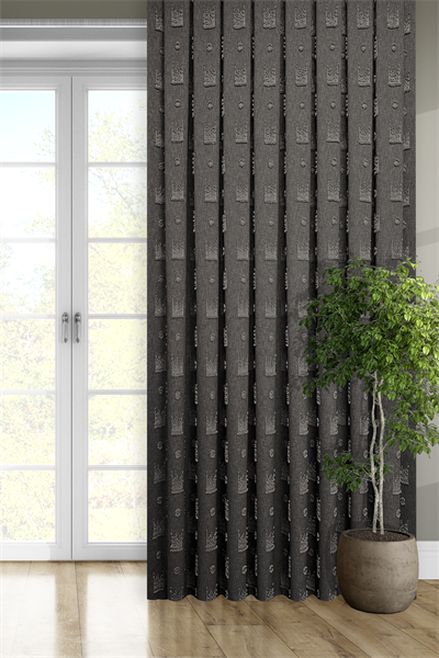 Soft Keten Serisi Helora Desen Antrasit Fon Perde