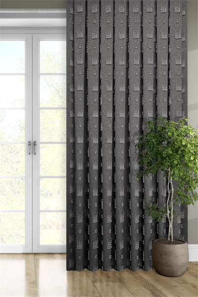 Soft Keten Serisi Helora Desen Gri Fon Perde