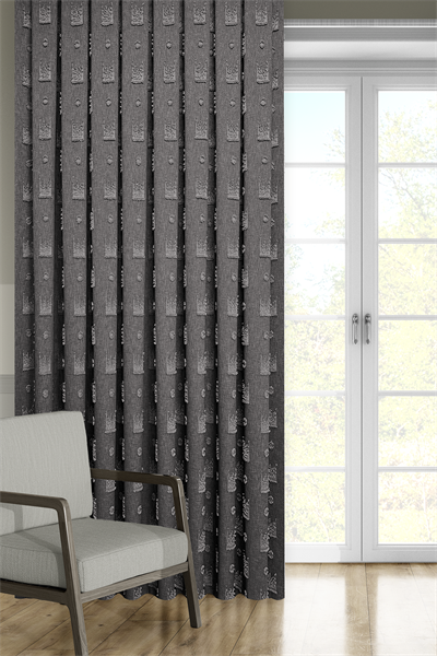 Soft Keten Serisi Helora Desen Gri Fon Perde