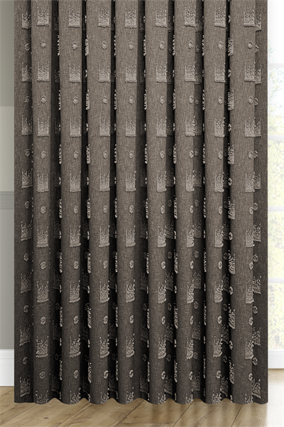 Soft Keten Serisi Helora Desen Kahve Fon Perde