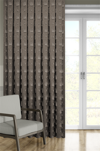 Soft Keten Serisi Helora Desen Kahve Fon Perde