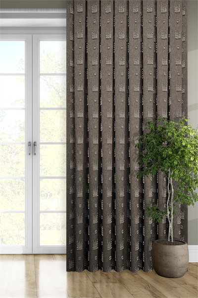 Soft Keten Serisi Helora Desen Kahve Fon Perde