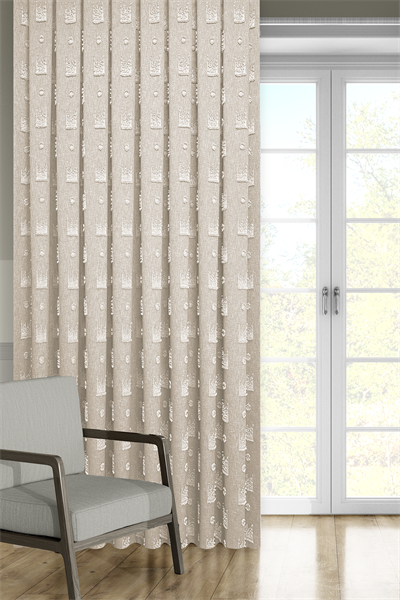 Soft Keten Serisi Helora Desen Krem Fon Perde