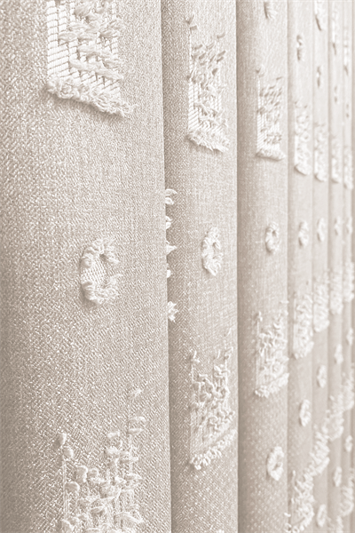 Soft Keten Serisi Helora Desen Krem Fon Perde