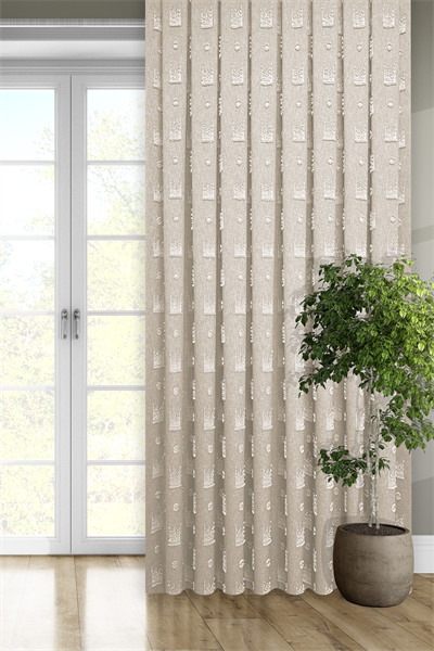 Soft Keten Serisi Helora Desen Krem Fon Perde