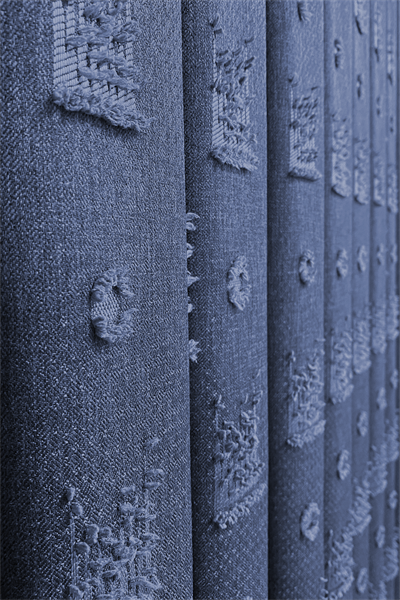 Soft Keten Serisi Helora Desen Lacivert Fon Perde