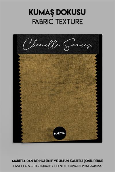 Şönil Serisi Kadife Görünümlü Altın Fon Perde
