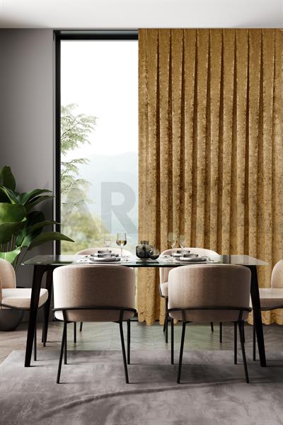 Şönil Serisi Kadife Görünümlü Altın Fon Perde