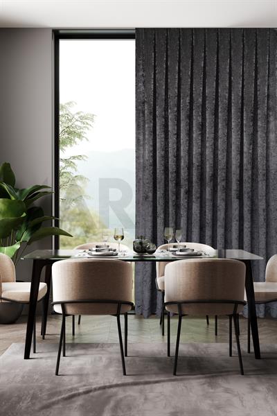 Şönil Serisi Kadife Görünümlü Antrasit Fon Perde