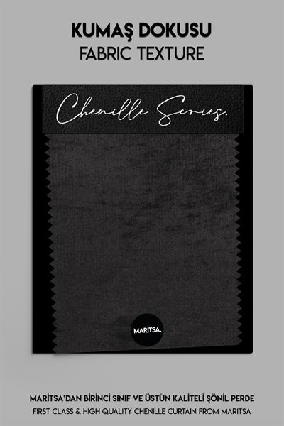 Şönil Serisi Kadife Görünümlü Antrasit Fon Perde