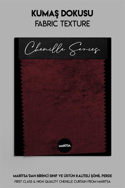 Şönil Serisi Kadife Görünümlü Bordo Fon Perde