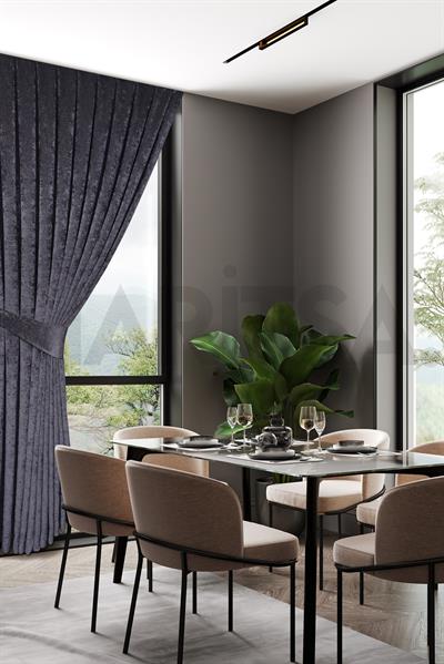 Şönil Serisi Kadife Görünümlü Füme Fon Perde