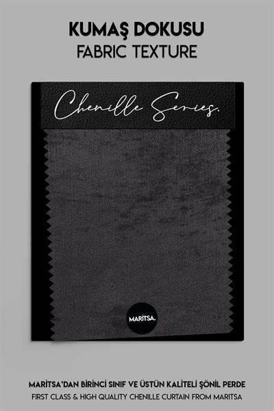 Şönil Serisi Kadife Görünümlü Füme Fon Perde