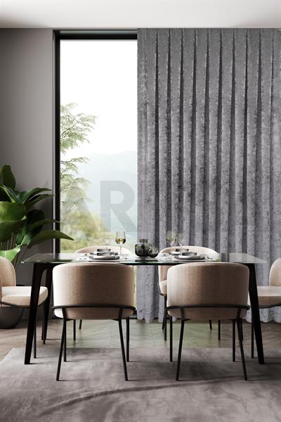 Şönil Serisi Kadife Görünümlü Gri Fon Perde