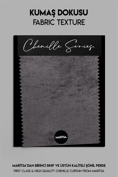 Şönil Serisi Kadife Görünümlü Gri Fon Perde