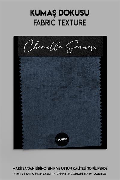 Şönil Serisi Kadife Görünümlü İndigo Fon Perde