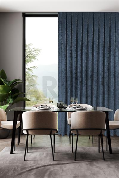 Şönil Serisi Kadife Görünümlü İndigo Fon Perde