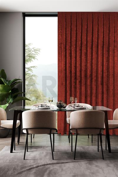 Şönil Serisi Kadife Görünümlü Kiremit Fon Perde