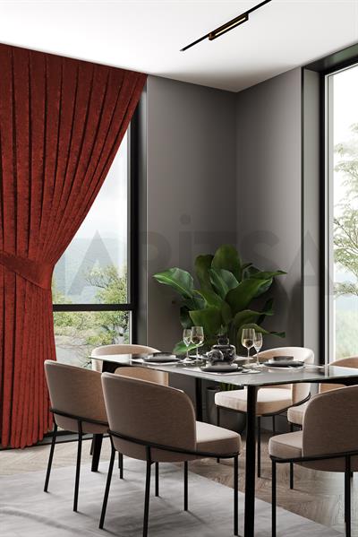 Şönil Serisi Kadife Görünümlü Kiremit Fon Perde