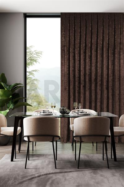 Şönil Serisi Kadife Görünümlü Koyu Kahve Fon Perde